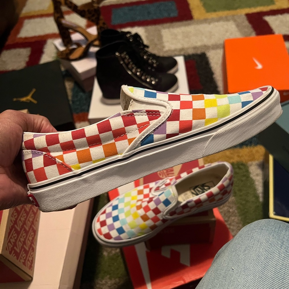 Used Vans Classic slip in rainbow